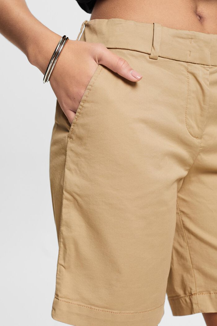 Pantaloncini in twill con risvolto, BEIGE, detail image number 4