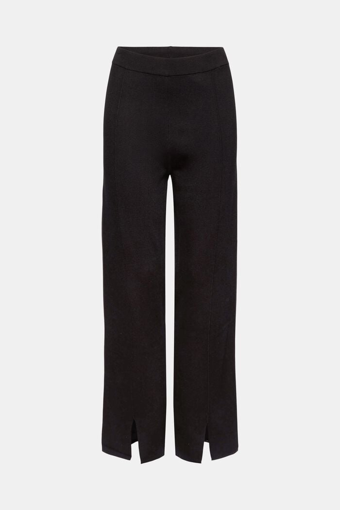 Pantaloni in maglia con LENZING™ ECOVERO™, BLACK, overview