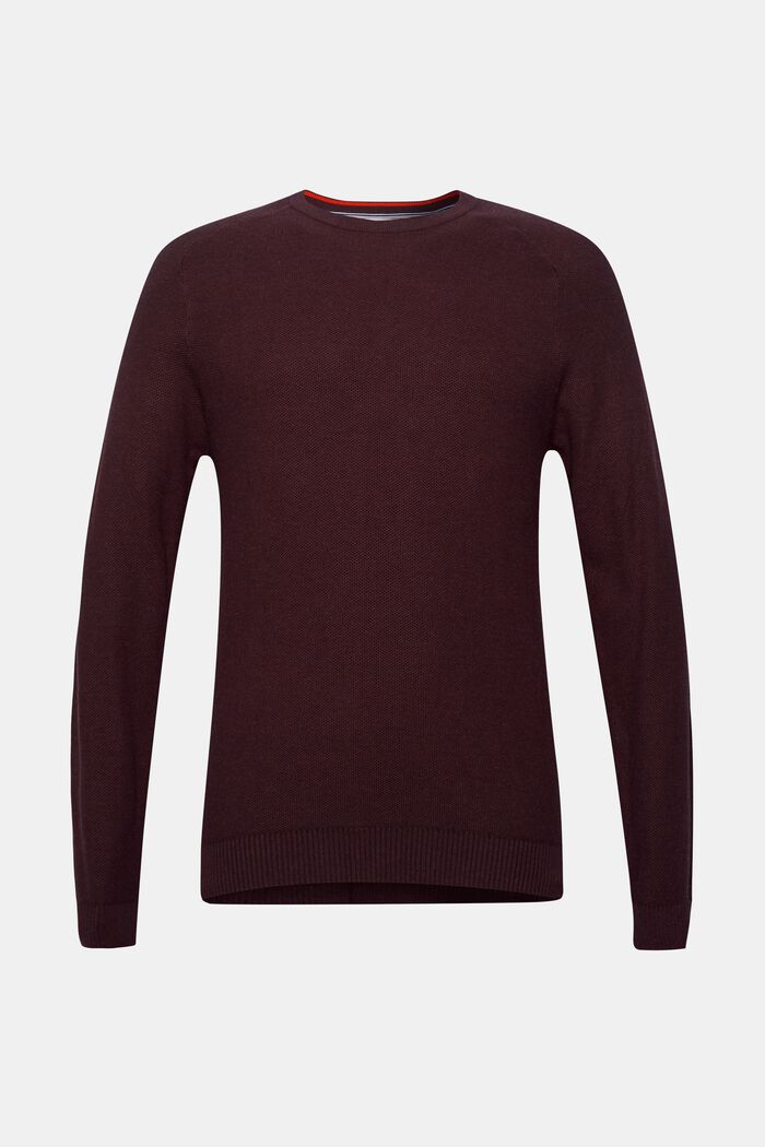 Pullover in piqué, 100% cotone, BORDEAUX RED, detail image number 0