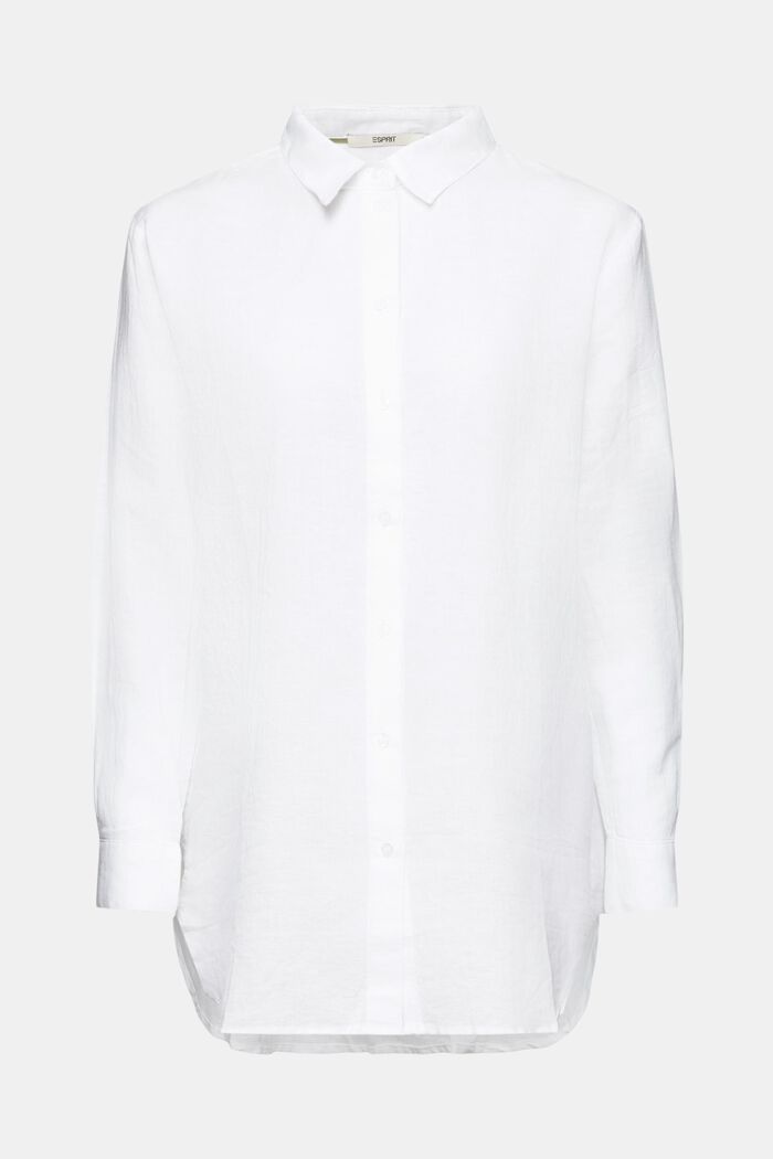 Camicia in lino e cotone, WHITE, detail image number 6