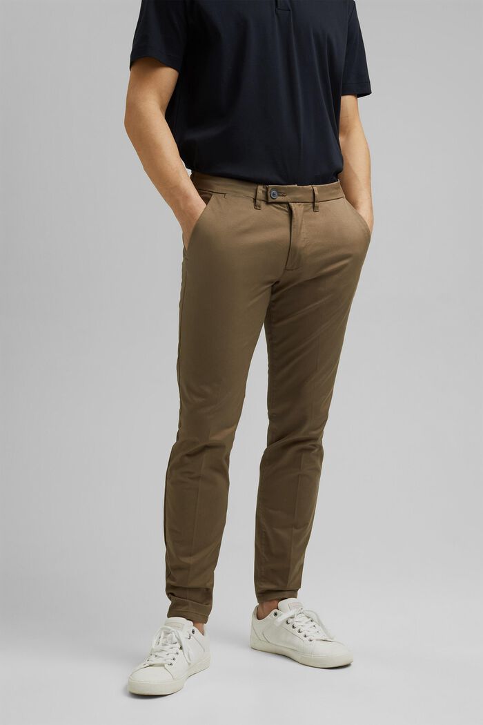 Pantaloni chino elasticizzati con cotone biologico, BEIGE, detail image number 0