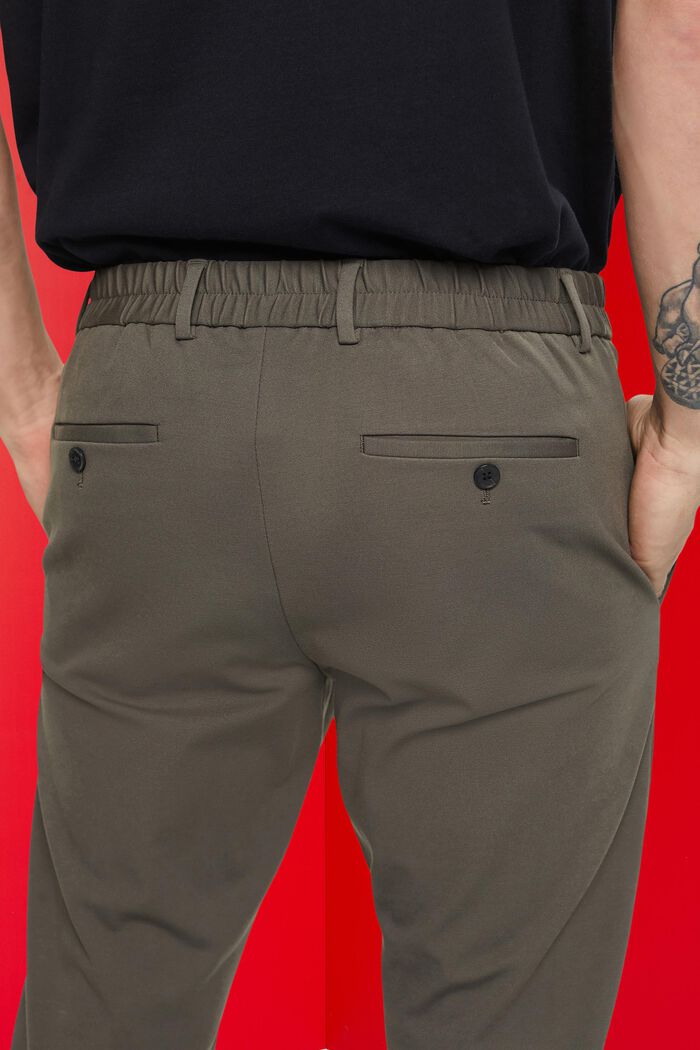 Pantaloni da completo in jersey di cotone piqué, DARK KHAKI, detail image number 4
