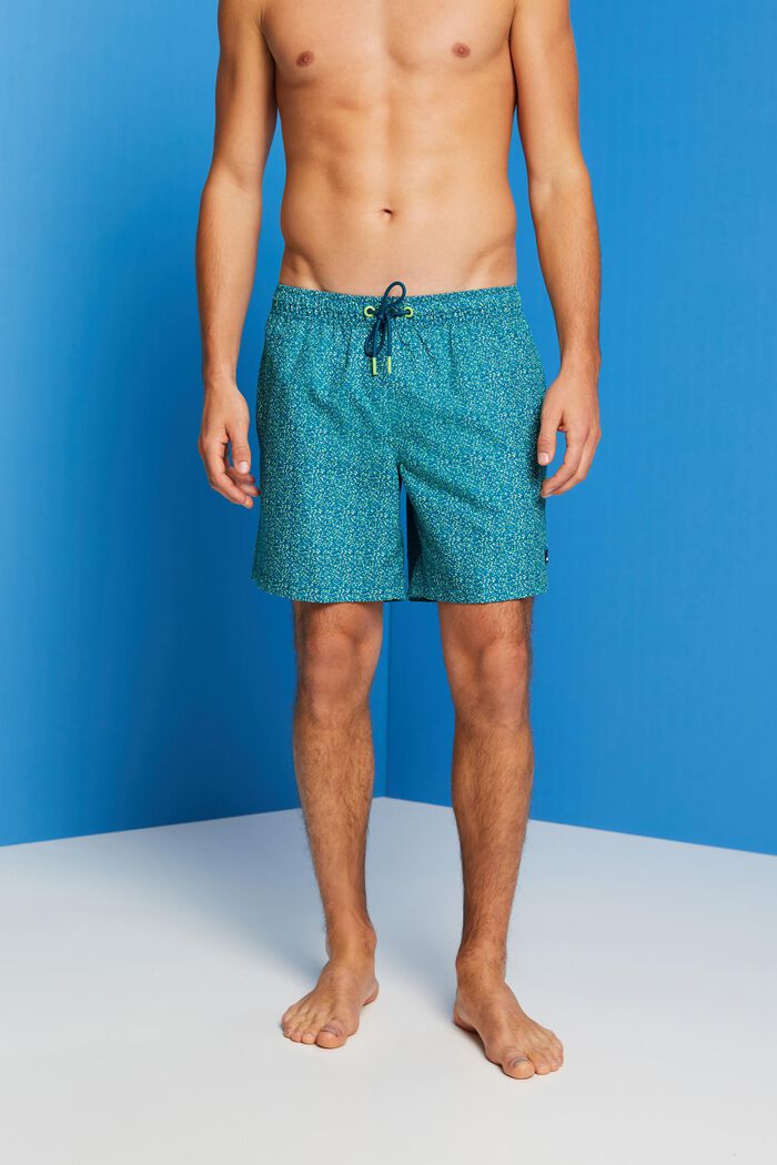 Pantaloncini da bagno con stampa allover, TEAL BLUE, detail image number 0
