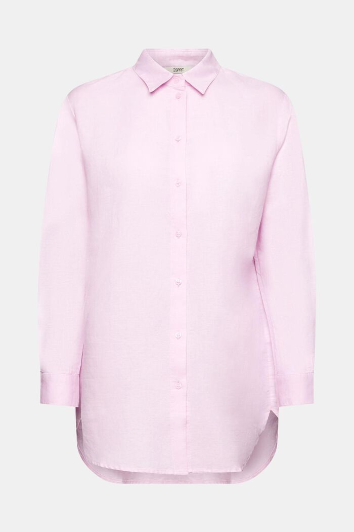 Camicia in lino e cotone, PINK, detail image number 6