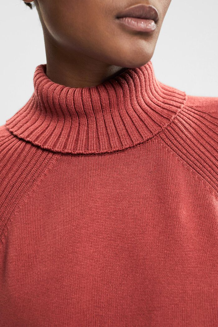 Pullover dolcevita, 100% cotone, NEW TERRACOTTA, detail image number 0