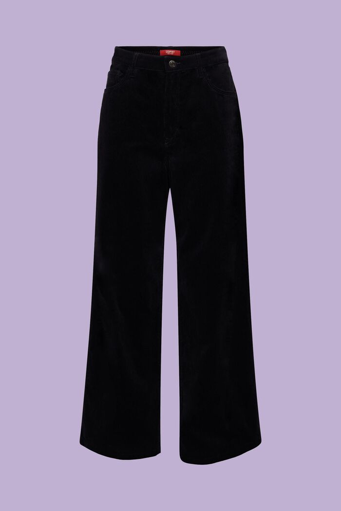 Pantaloni in velluto a vita alta con gamba larga, BLACK, detail image number 5