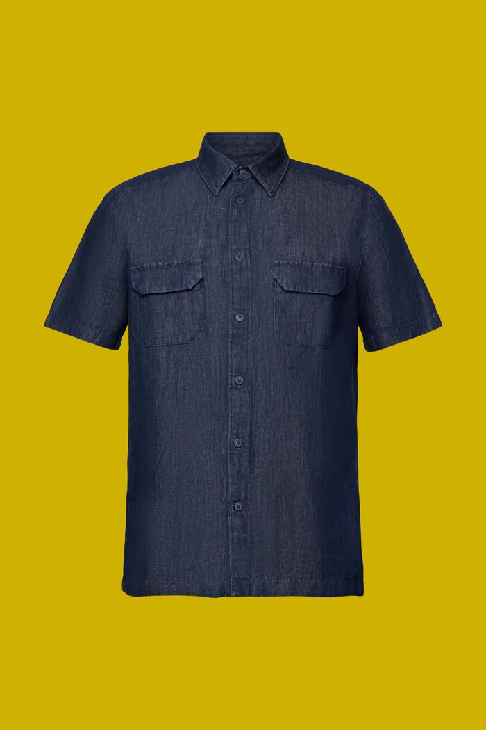 Camicia a manica corta effetto jeans, BLUE BLACK, detail image number 8