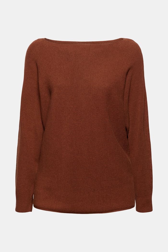 Pullover a barchetta in cotone biologico/TENCEL™, TOFFEE, detail image number 0