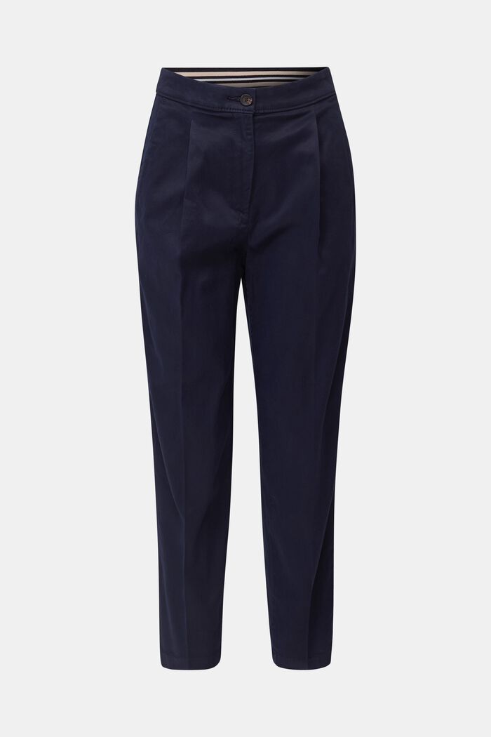 Con TENCEL™: pantaloni con pieghe in vita, NAVY, detail image number 0