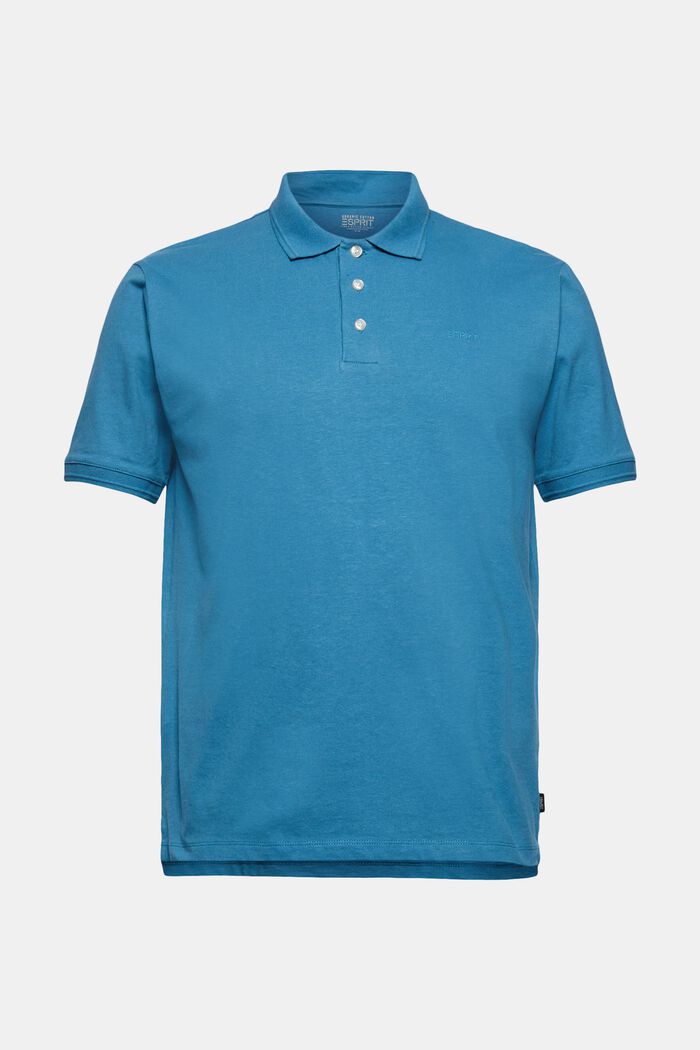 Con lino e cotone biologico: polo in jersey, PETROL BLUE, detail image number 0