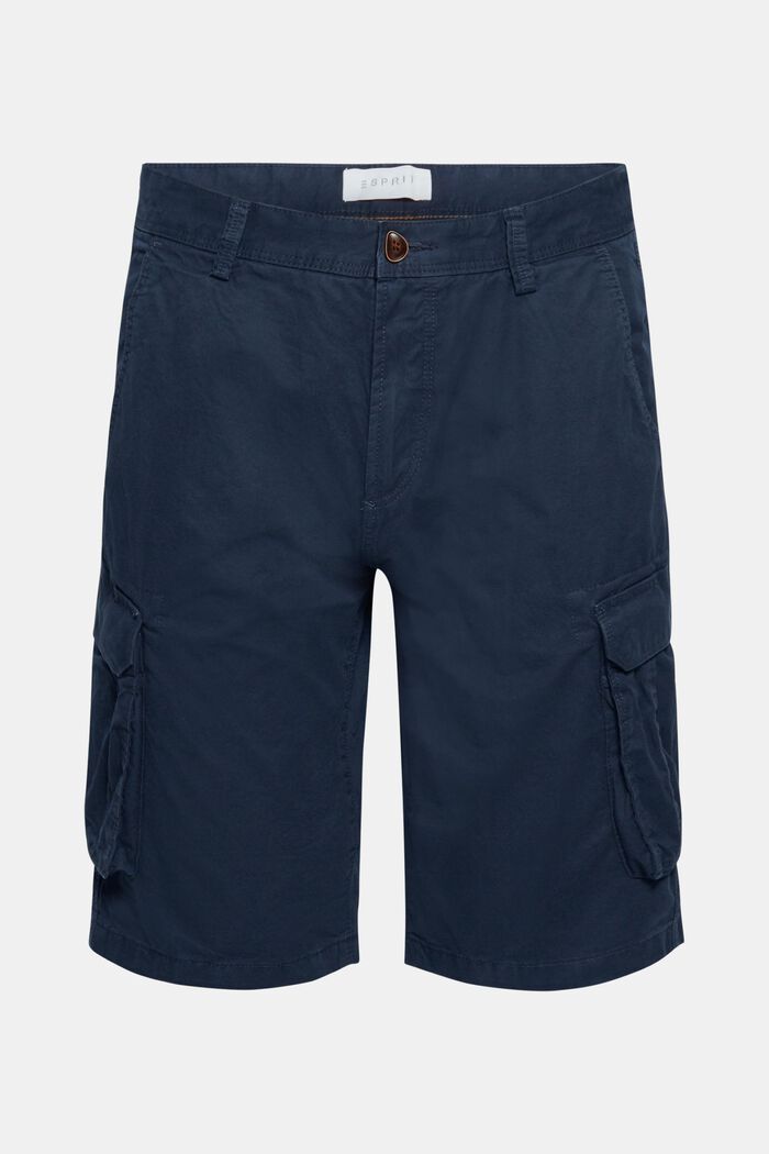 Pantaloncini stile cargo in 100% cotone, NAVY, overview