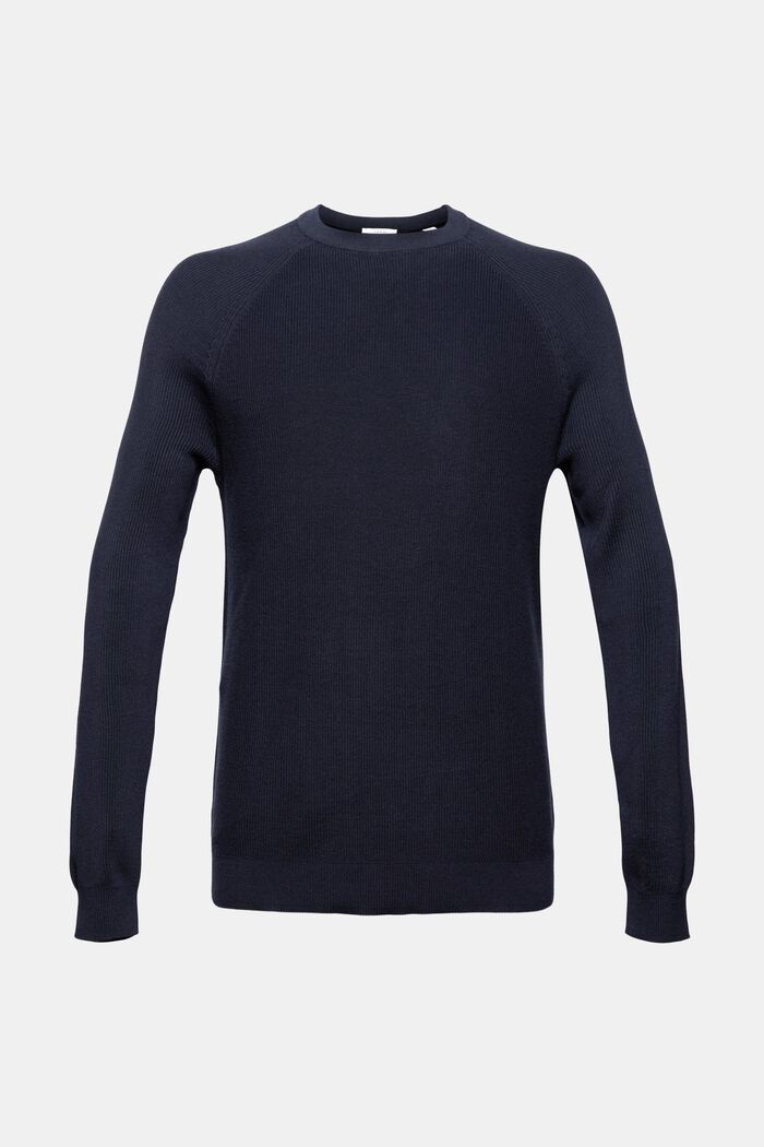 Pullover in maglia a coste di 100% cotone, NAVY, detail image number 7