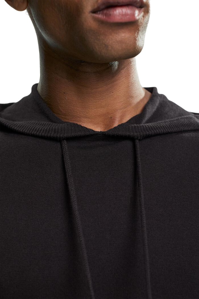 Pullover con cappuccio in maglia, BLACK, detail image number 0