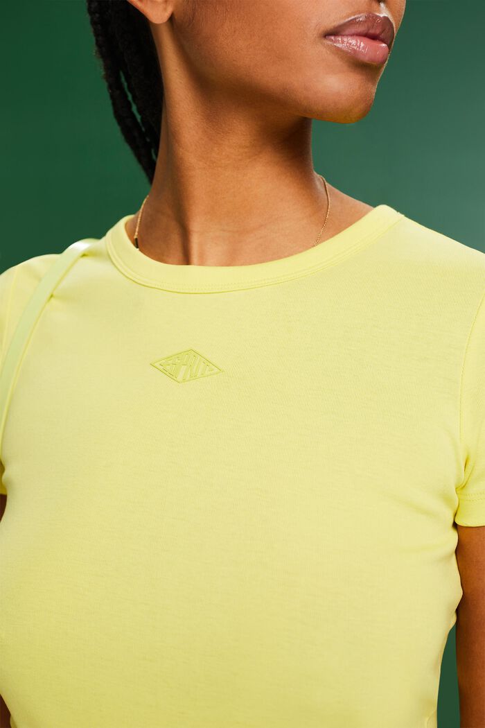 T-shirt in cotone con logo, PASTEL YELLOW, detail image number 3