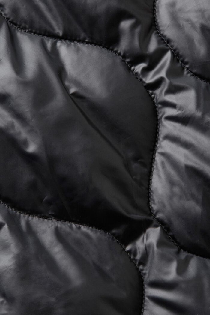 Cappotto trapuntato con colletto in maglia a coste, BLACK, detail image number 6