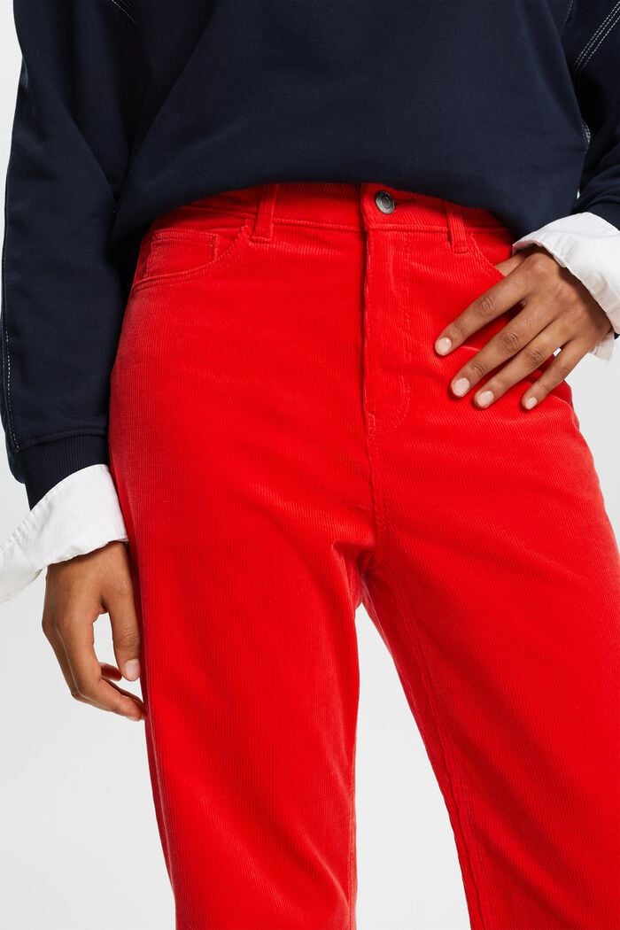 Pantaloni in fine velluto Straight Fit a vita alta, RED, detail image number 2