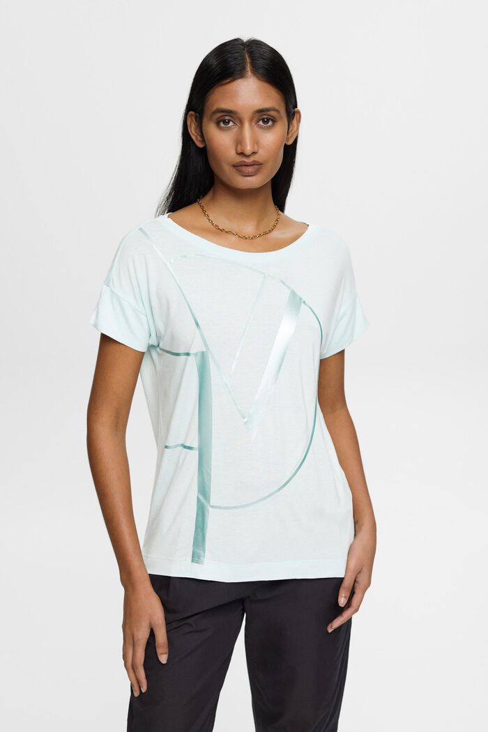 T-shirt con stampa metallizzata, LENZING™ ECOVERO™, LIGHT AQUA GREEN, detail image number 0