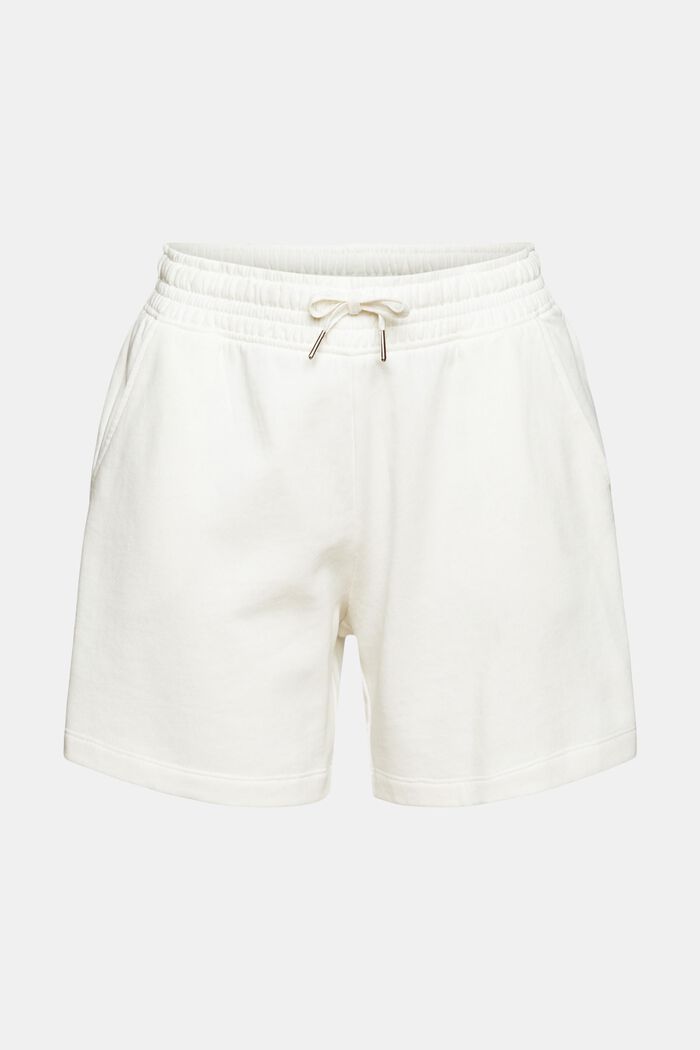 Shorts felpati in cotone, OFF WHITE, overview