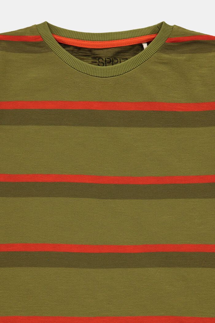 T-shirt a righe in 100% cotone, LEAF GREEN, detail image number 2