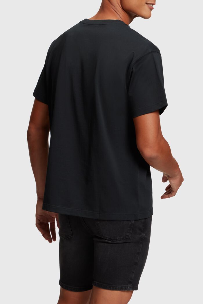 T-shirt a con logo floccato sul petto, BLACK, detail image number 1
