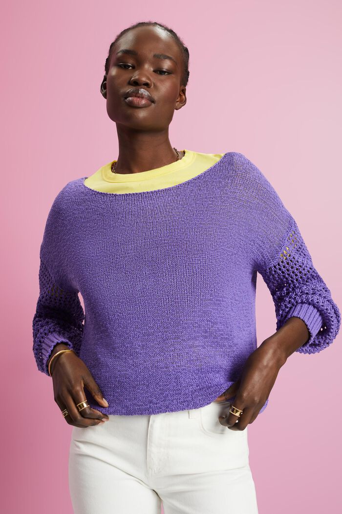 Pullover in maglia larga, PURPLE, detail image number 0