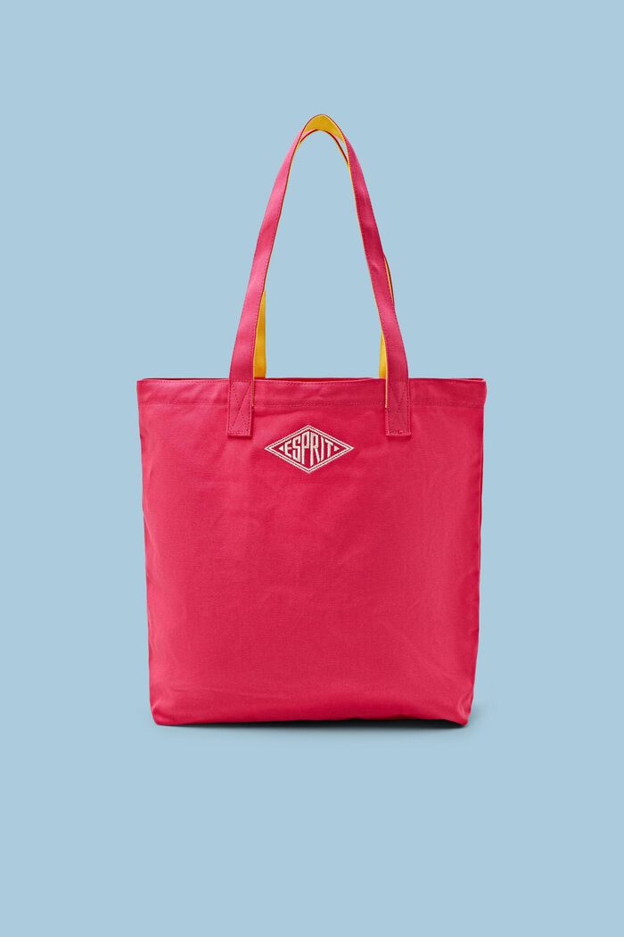 Tote Bag in cotone con logo, PINK FUCHSIA, detail image number 0