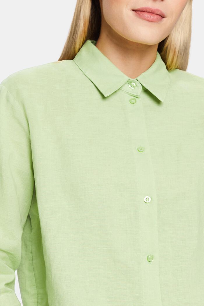 Camicia in lino e cotone, LIGHT GREEN, detail image number 3
