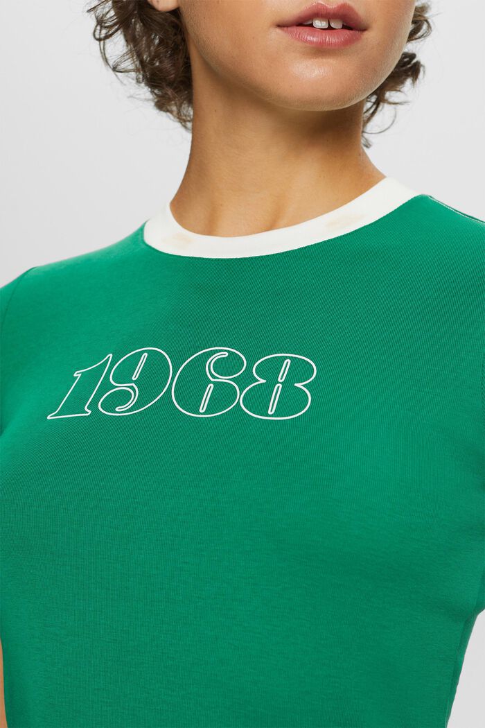 T-shirt in jersey di cotone con logo, DARK GREEN, detail image number 2