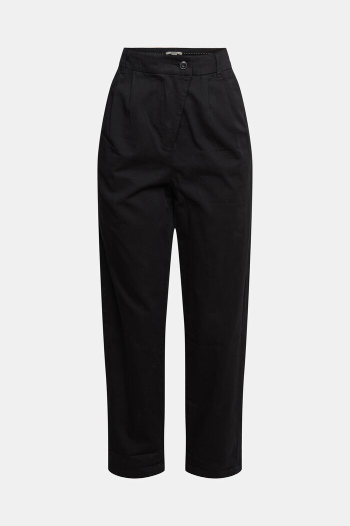 Pantaloni chino a vita alta, 100% cotone Pima, BLACK, detail image number 0