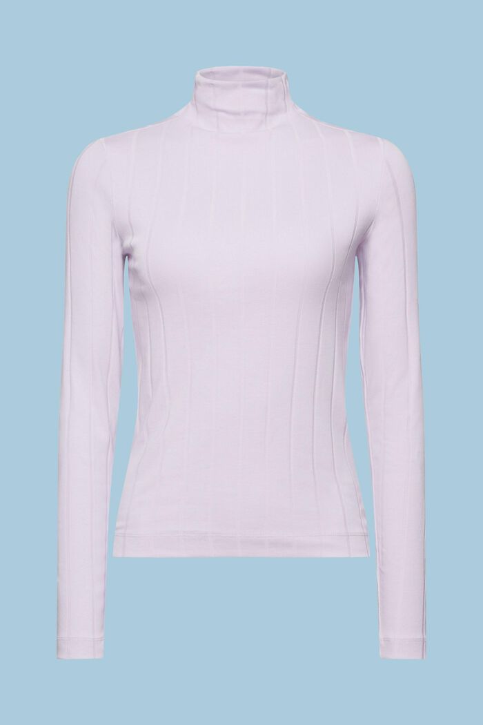 Maglia dolcevita in jersey a coste, LAVENDER, detail image number 6