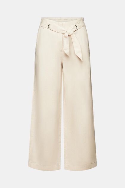 Pantaloni culotte cropped in lino e cotone