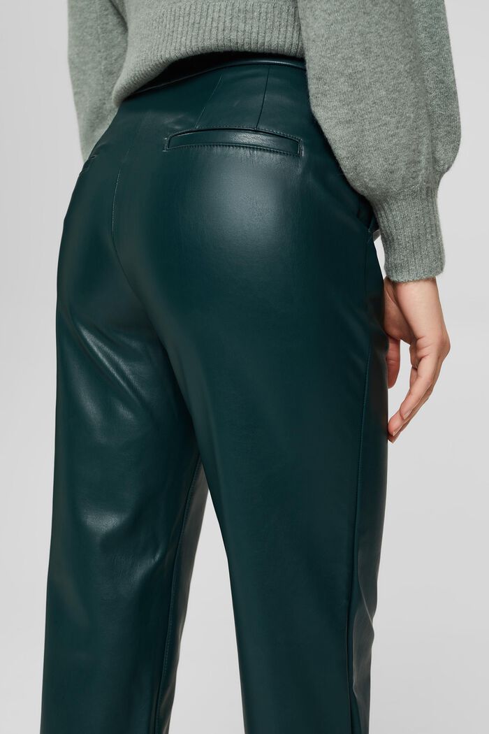Pantaloni cropped in similpelle, DARK TEAL GREEN, detail image number 5