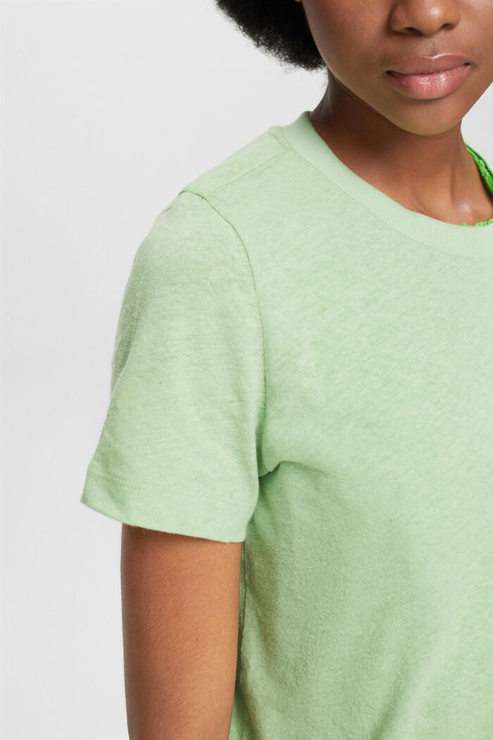 T-shirt in cotone e lino, LIGHT GREEN, detail image number 3