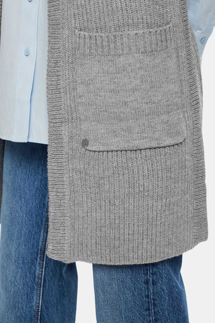 In materiale riciclato: cardigan lungo senza maniche, GREY, detail image number 1