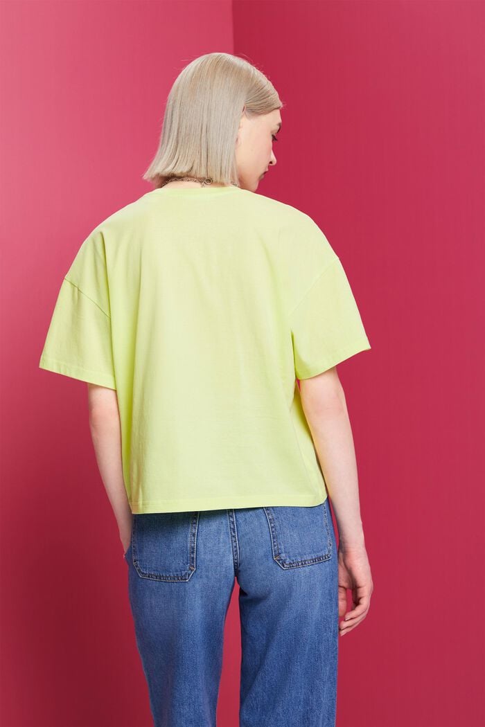 T-shirt oversize cropped, 100% cotone, LIME YELLOW, detail image number 3
