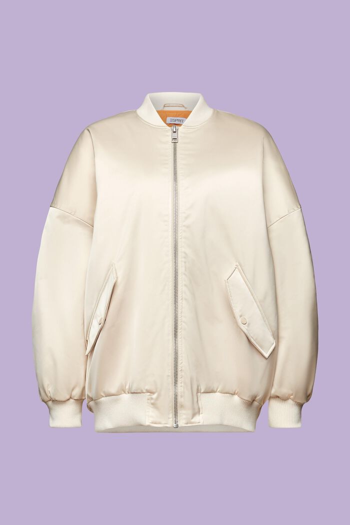 Giacca bomber in raso, CREAM BEIGE, detail image number 6