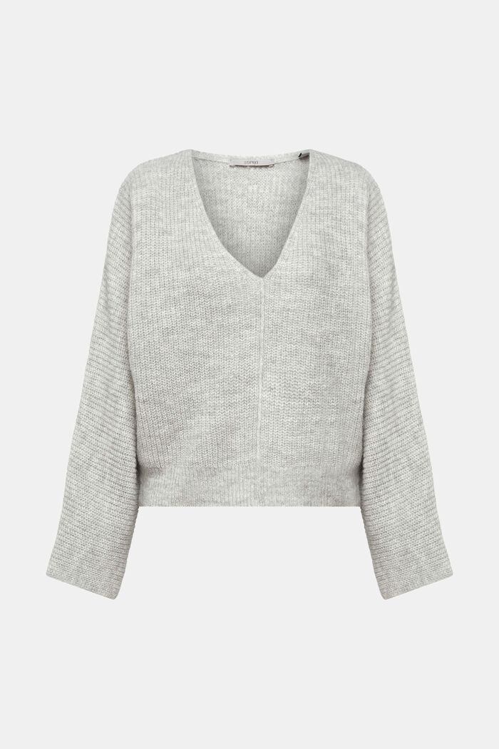 Pullover cropped in misto lana, LIGHT GREY, detail image number 2