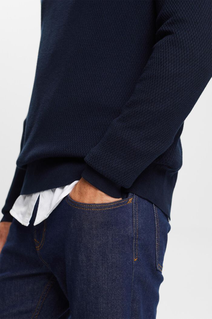 Pullover a girocollo in maglia strutturata, NAVY, detail image number 2