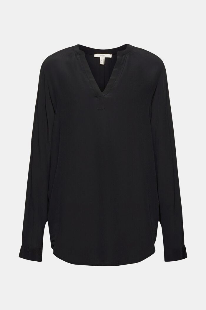Blusa in viscosa LENZING™ ECOVERO™, BLACK, detail image number 6
