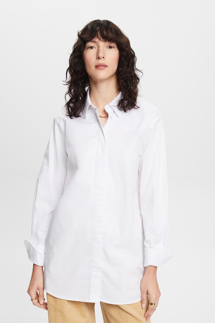 Camicia blusata dal taglio ampio, WHITE, detail image number 1