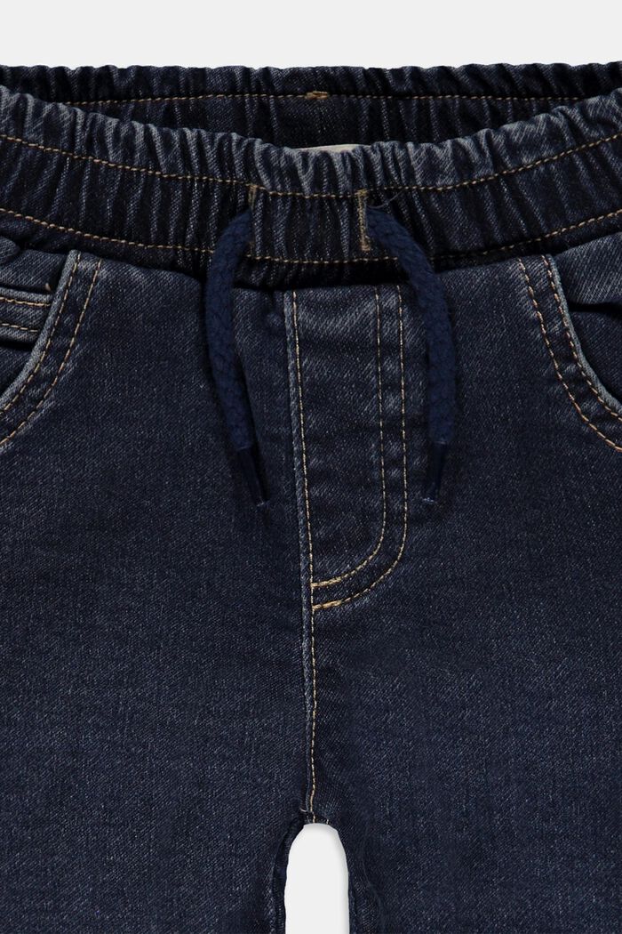 Jeans con cintura elastica in cotone, BLUE DARK WASHED, detail image number 2