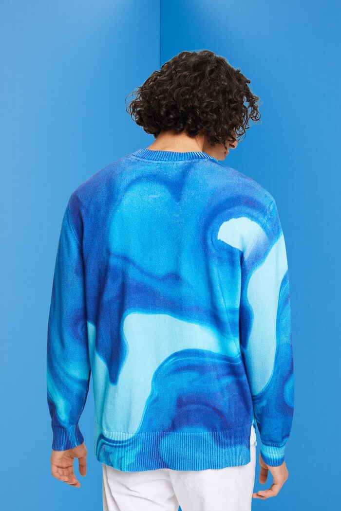 Pullover in cotone intessuto con motivo allover, BLUE, detail image number 3