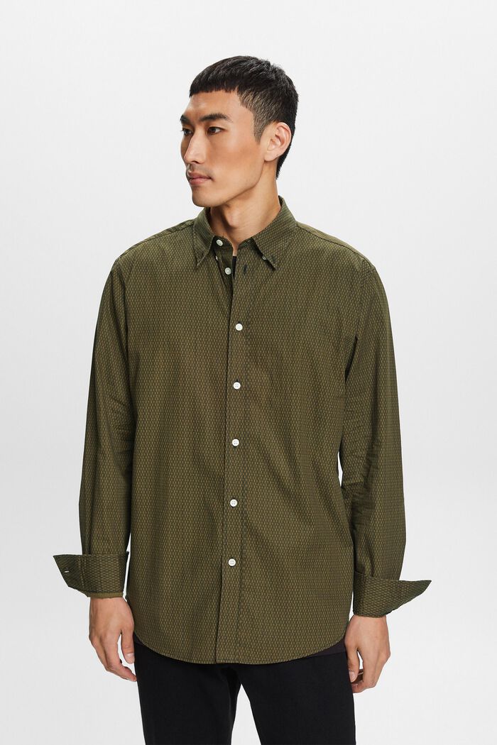 Camicia relaxed fit con stampa in cotone, DARK KHAKI, detail image number 1