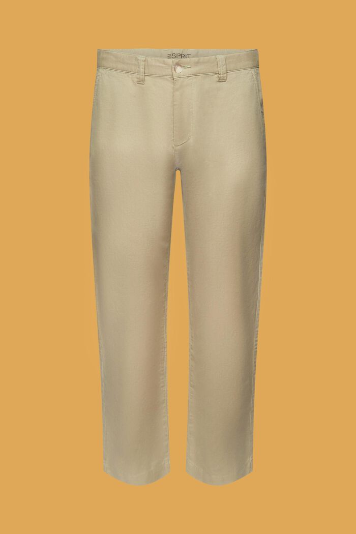 Pantaloni in misto cotone e lino, LIGHT GREEN, detail image number 5