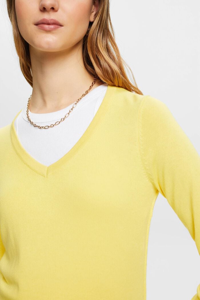Pullover con scollo a V, LIGHT YELLOW, detail image number 2