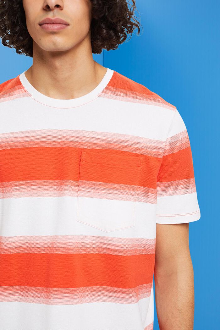T-shirt a righe in piqué di cotone, ORANGE RED, detail image number 2