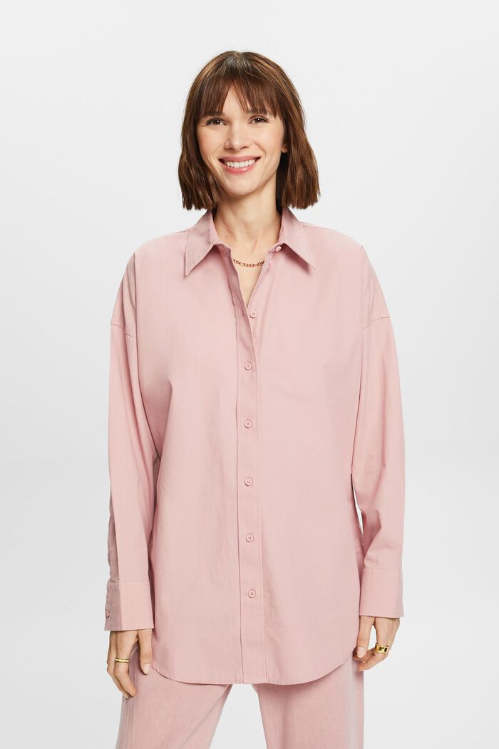 Camicia in popeline di cotone, OLD PINK, detail image number 0