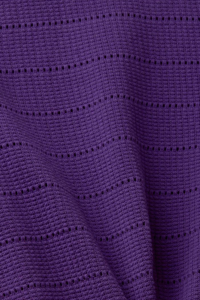 Pullover in cotone pointelle, DARK PURPLE, detail image number 5