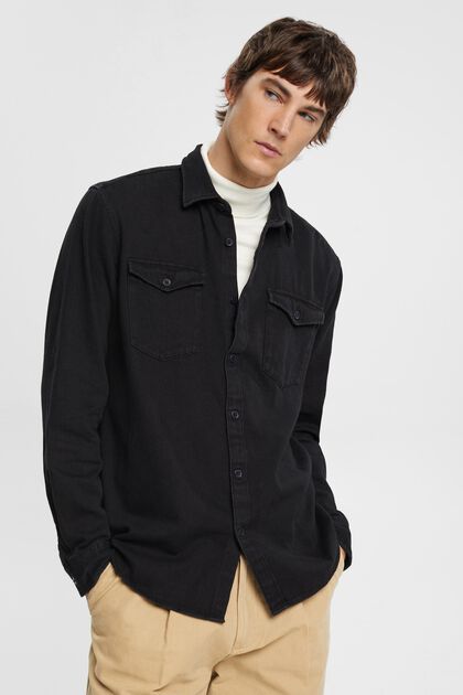 Camicia di jeans, BLACK DARK WASHED, overview