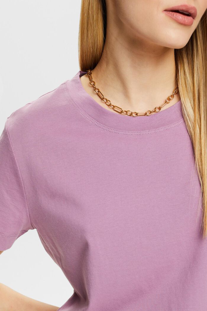 T-shirt girocollo in cotone, MAUVE, detail image number 3